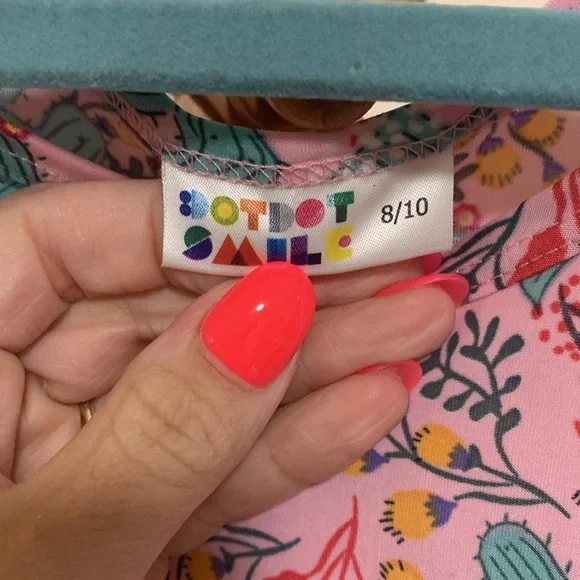 Dot Dot Smile Dress, Pink with cactus & floral design, Size 8/10 - Picture 2 of 5